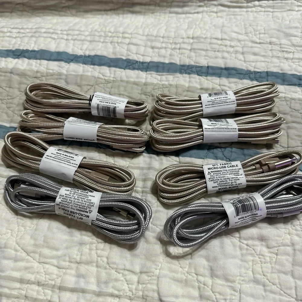 $25 for 8 chargers rather than $64. Braided USB Charging Cables - Silver and Tan